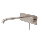 Kaya Basin/Bath Wall Fienza Mixer Set Soft Square Plates 200mm Outlet - Brushed Nickel/Brushed Nickel